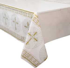 Religious Gold / Silver - Plastic Tablecover