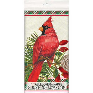 Red Cardinal Christmas Rectangular Plastic Table Cover