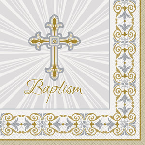 Baptism Gold / Silver - Paper Lunch Napkins 16 ct.