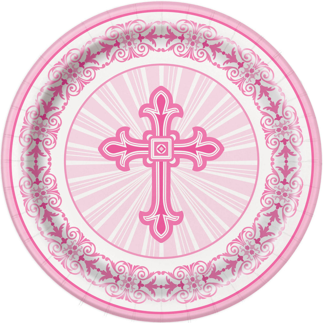 Religious Pink - Paper Dinner Plates 8 ct.