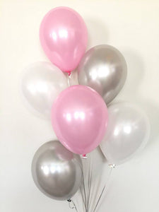 Pink and Silver Mix Balloon Bouquet