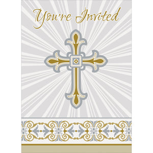 Gold & Silver Radiant Cross Invitations