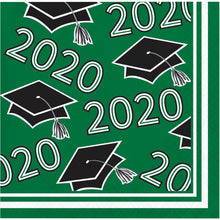 Load image into Gallery viewer, Class of 2020 Beverage Napkin 36ct Green
