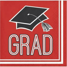 Load image into Gallery viewer, Congrats Grad Beverage Napkin 36ct Red
