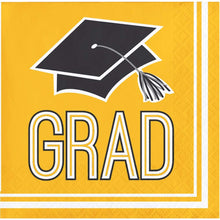 Load image into Gallery viewer, Congrats Grad Beverage Napkin 36ct Yellow
