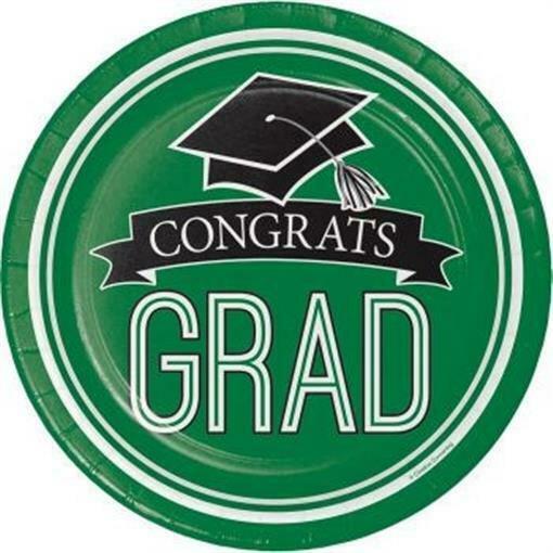 Congrats Grad Dinner Plates 18ct Green