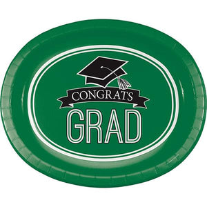 Congrats Grad Oval Platter 8ct Green