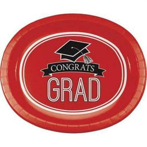 Congrats Grad Oval Platter 8ct Red