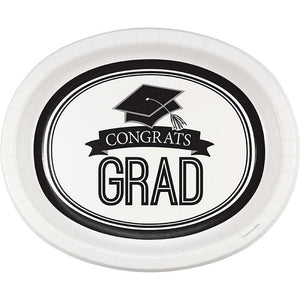 Congrats Grad Oval Platter 8ct White