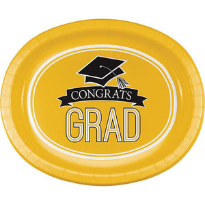 Congrats Grad Oval Platter 8ct Yellow