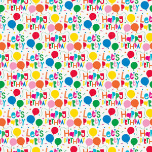 Colorful Balloons Let's Party Gift Wrap 30" x 5 ft