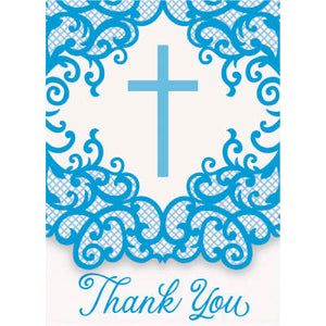 Fancy Blue Cross Thank You Notes 8ct