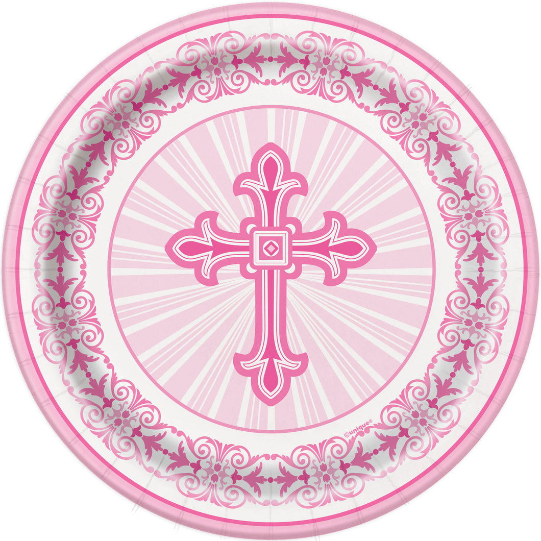 Religious Pink - Paper Dessert Plates 8 ct.