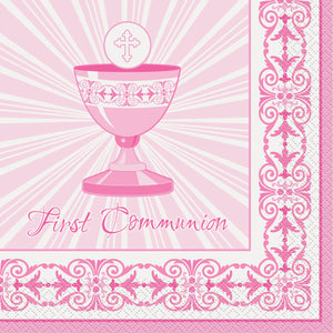 First Communion Pink - Paper Lunch Napkins 16 ct.