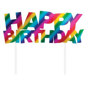 "Happy Birthday" Metallic Rainbow Cake Topper