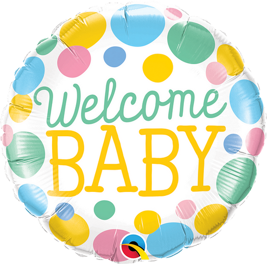 18" Welcome Baby Dots Balloon