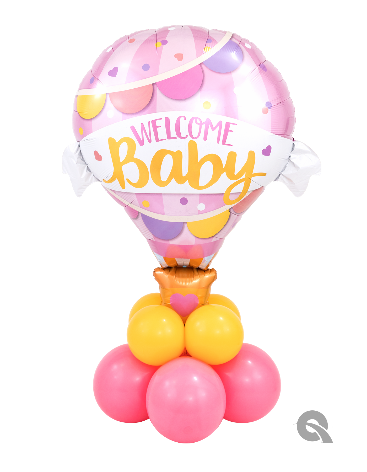 Pink Welcome Baby Hot Air Balloon Super