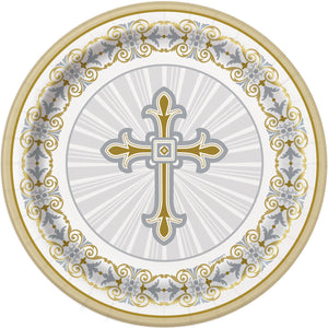 Religious Gold / Silver - Paper Dinner Plates 8 ct.