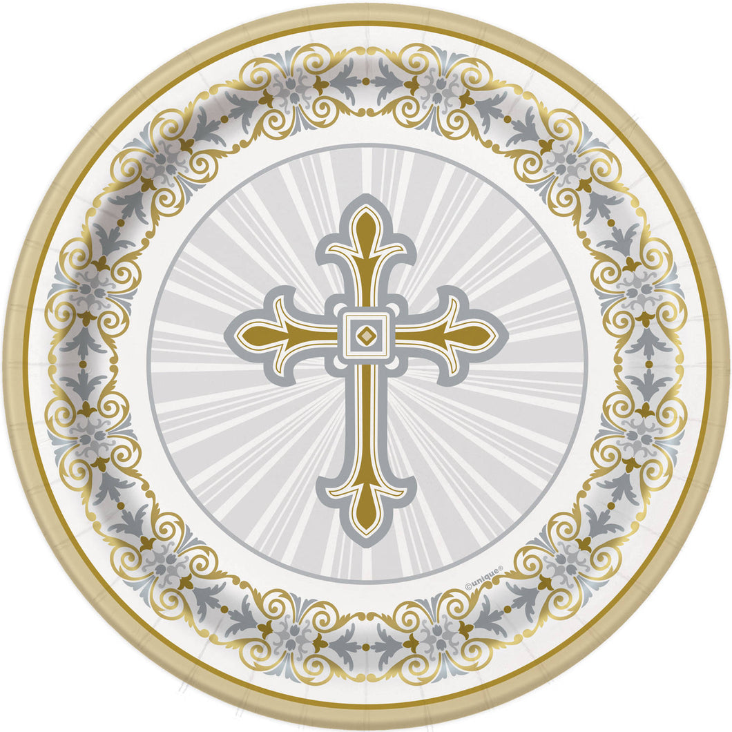 Religious Gold / Silver - Paper Dinner Plates 8 ct.