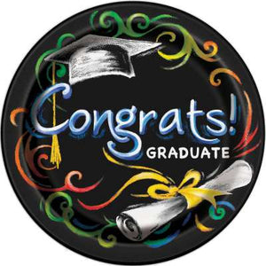 "Congrats Grad" Chalkboard Dinner Plates