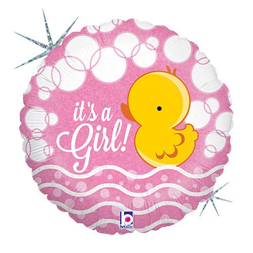 18" It's A Girl Rubber Duckie Balloon