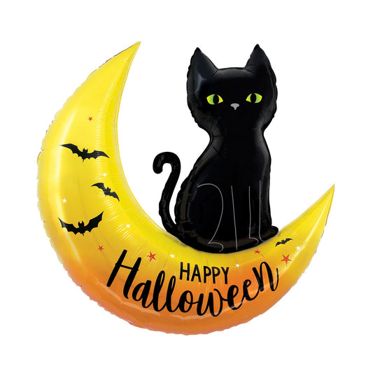 Supershape Halloween Cat & Moon Mylar