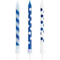 Tall Blue Pattern Candles