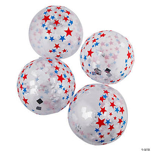Inflatable 11" Patriotic Glitter Medium Beach Balls