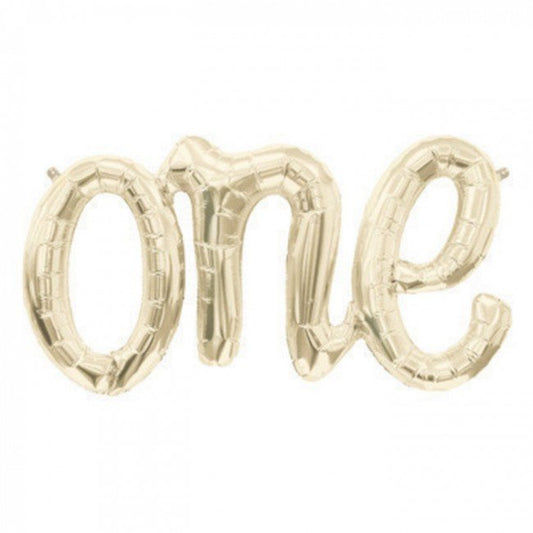 Air-Filled Balloon Banner: "One" Gold