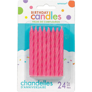 Glitter Pink Spiral Birthday Candles