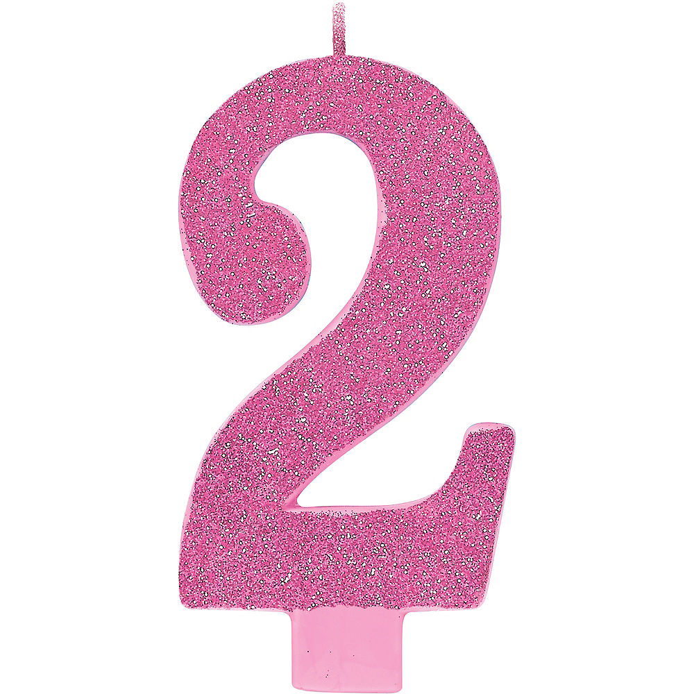 Large Glitter Birthday Candle - #2 Pink