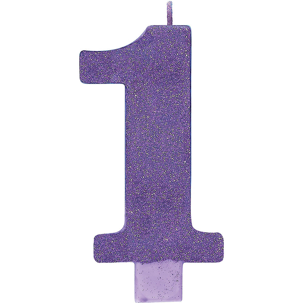 Large Glitter Birthday Candle - #1 Purple