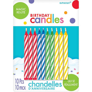 Multicolor Magic Re-Lite Spiral Birthday Candles