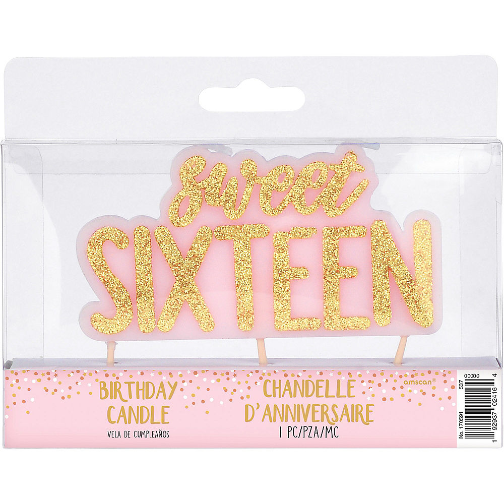 Pink and Gold Sweet Sixteen Candle