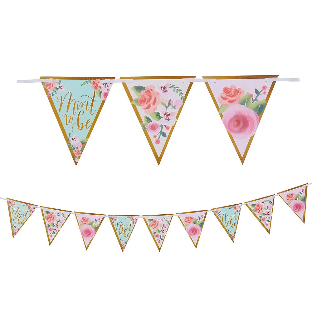 Mint to Be Floral Pennant Banner
