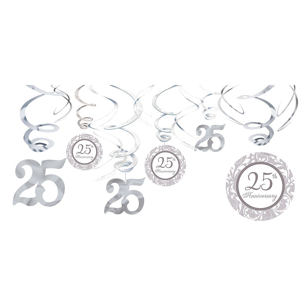 25th Anniversary Swirl Decorations 12ct
