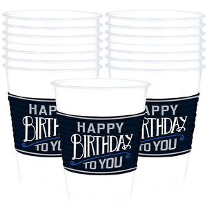 Classic Navy Happy Birthday Tableware Pattern