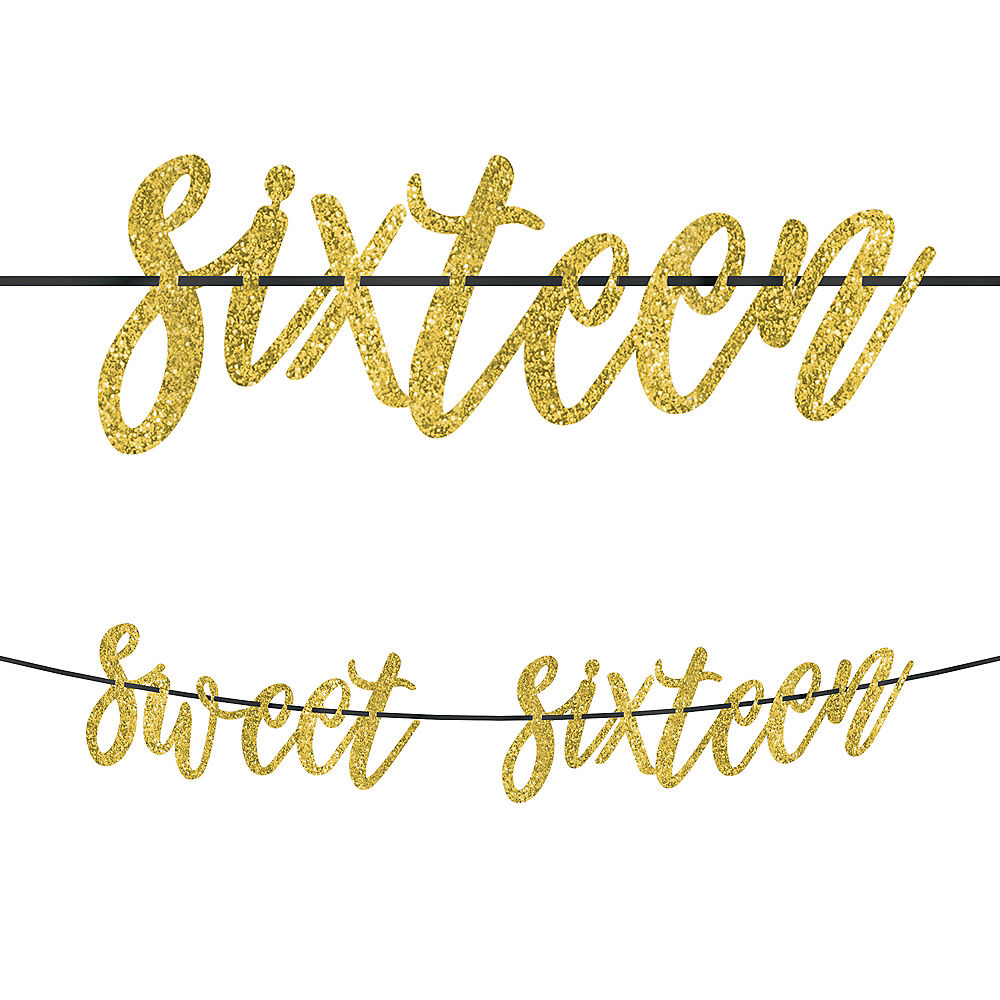 Sweet Sixteen Glitter Letter Banner