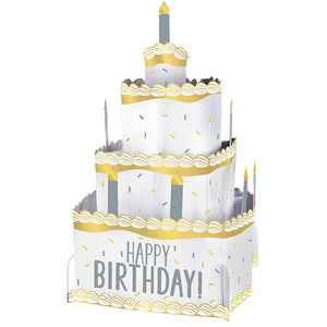 Gold and Silver Pop Up Birthday Cake Centerpiece