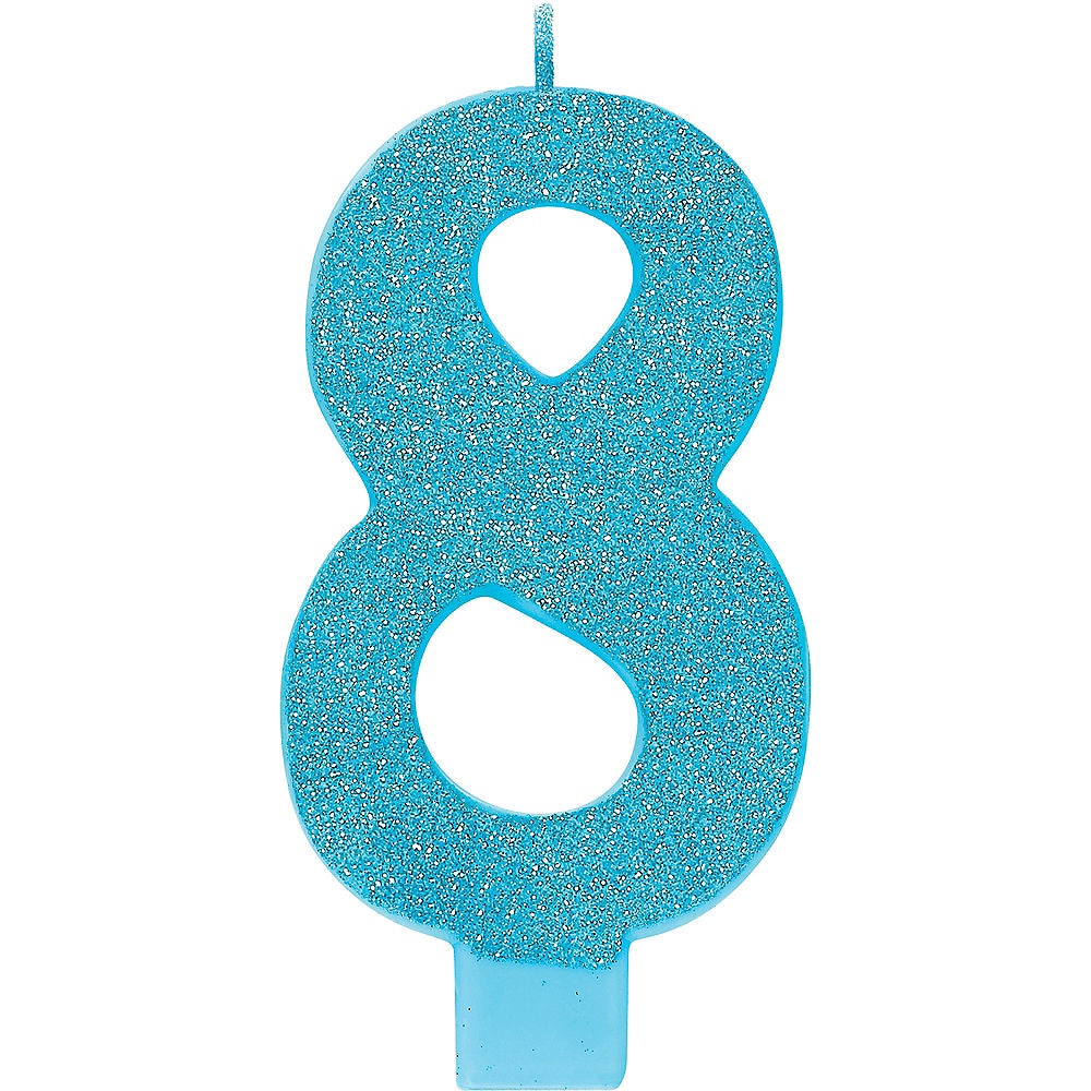 Large Glitter Birthday Candle - #8 Blue