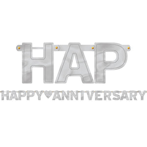 Silver Happy Anniversary Letter Banner