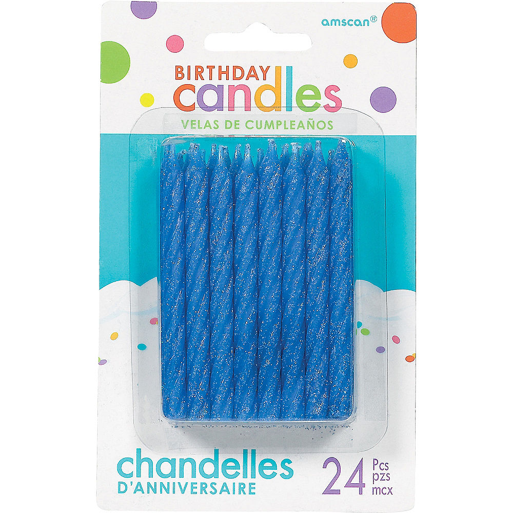 Glitter Blue Spiral Birthday Candles