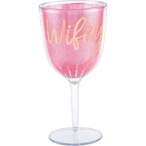 Glitter Pink Wifey Wine Goblet