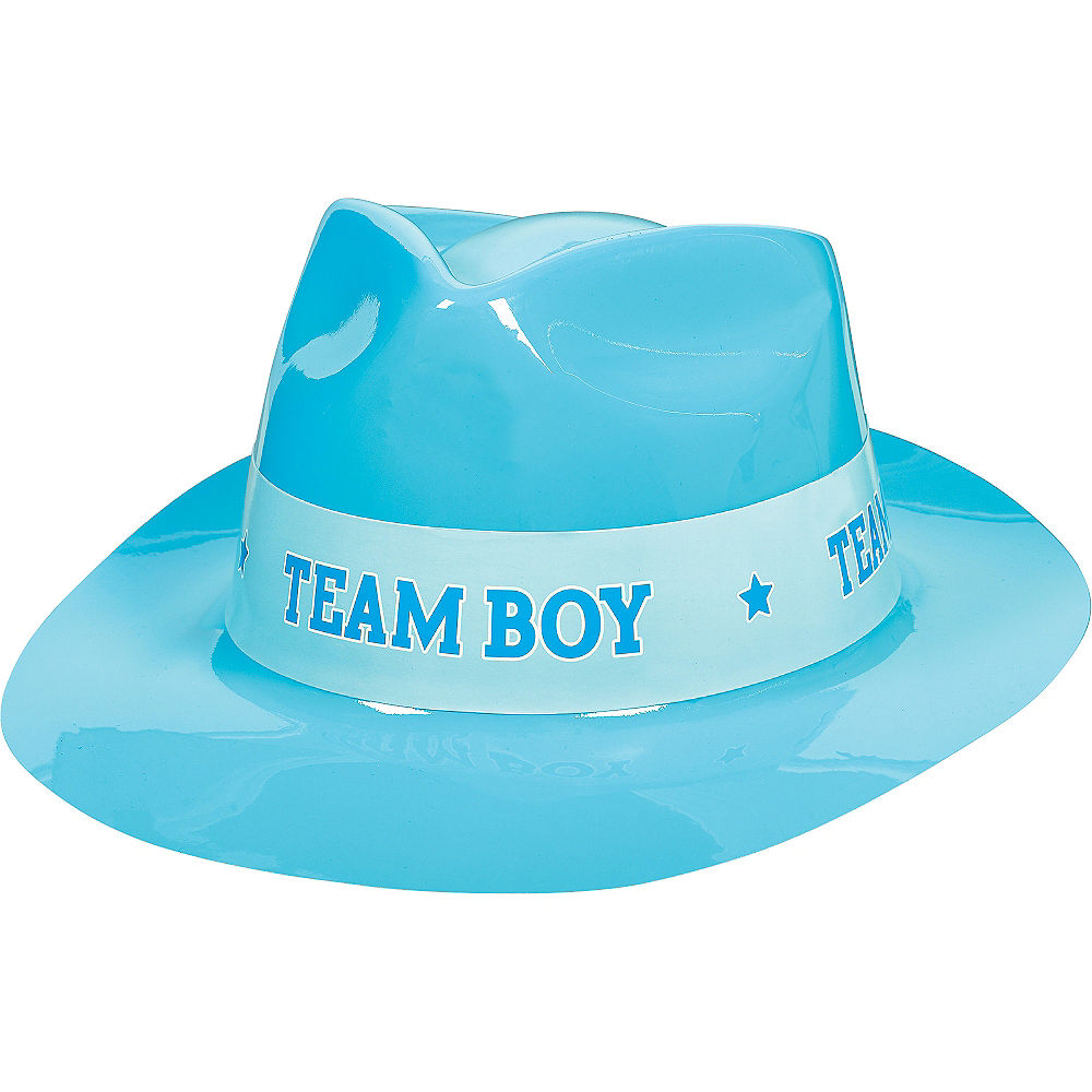 Team Boy Plastic Fedora - Girl or Boy Gender Reveal