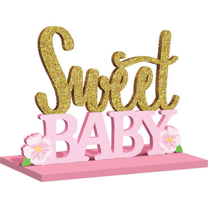 Pink and Gold Sweet Baby Wooden Sign
