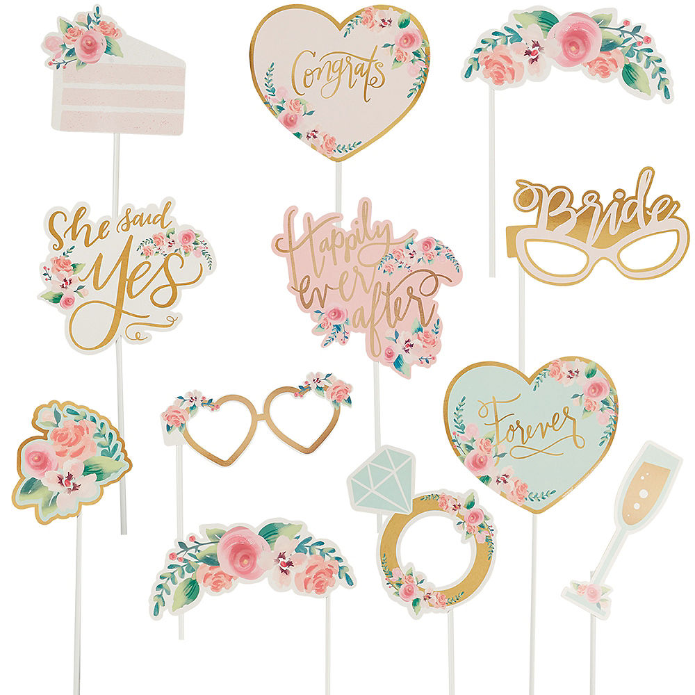 Mint to Be Floral Photo Booth Props
