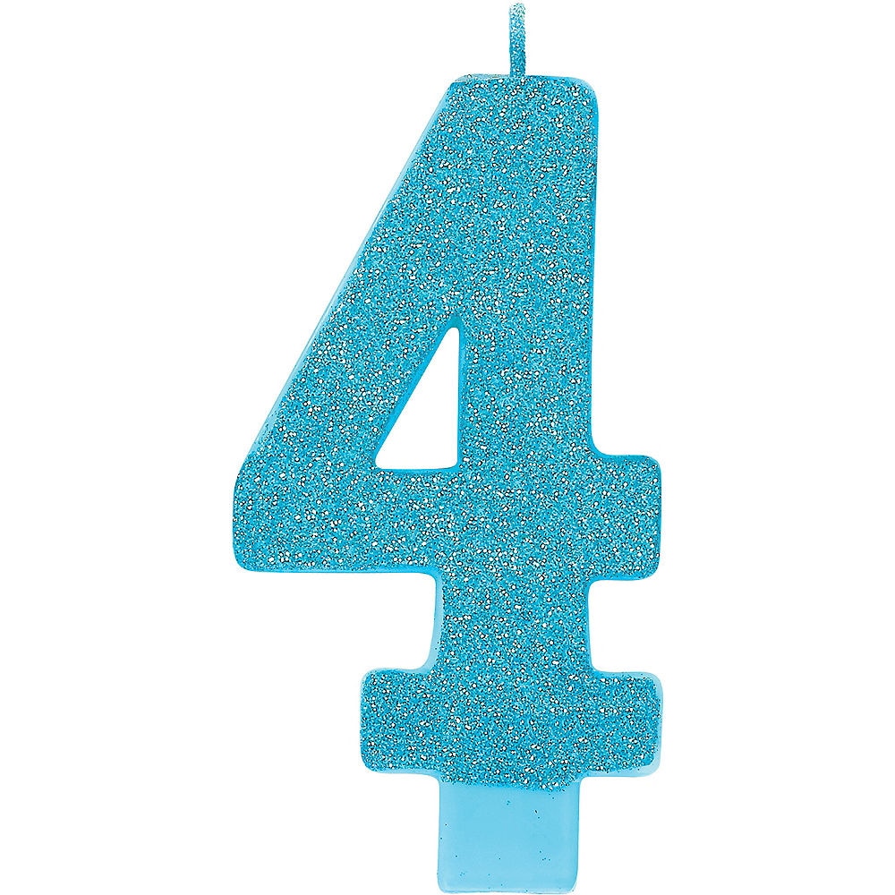 Large Glitter Birthday Candle - #4 Blue