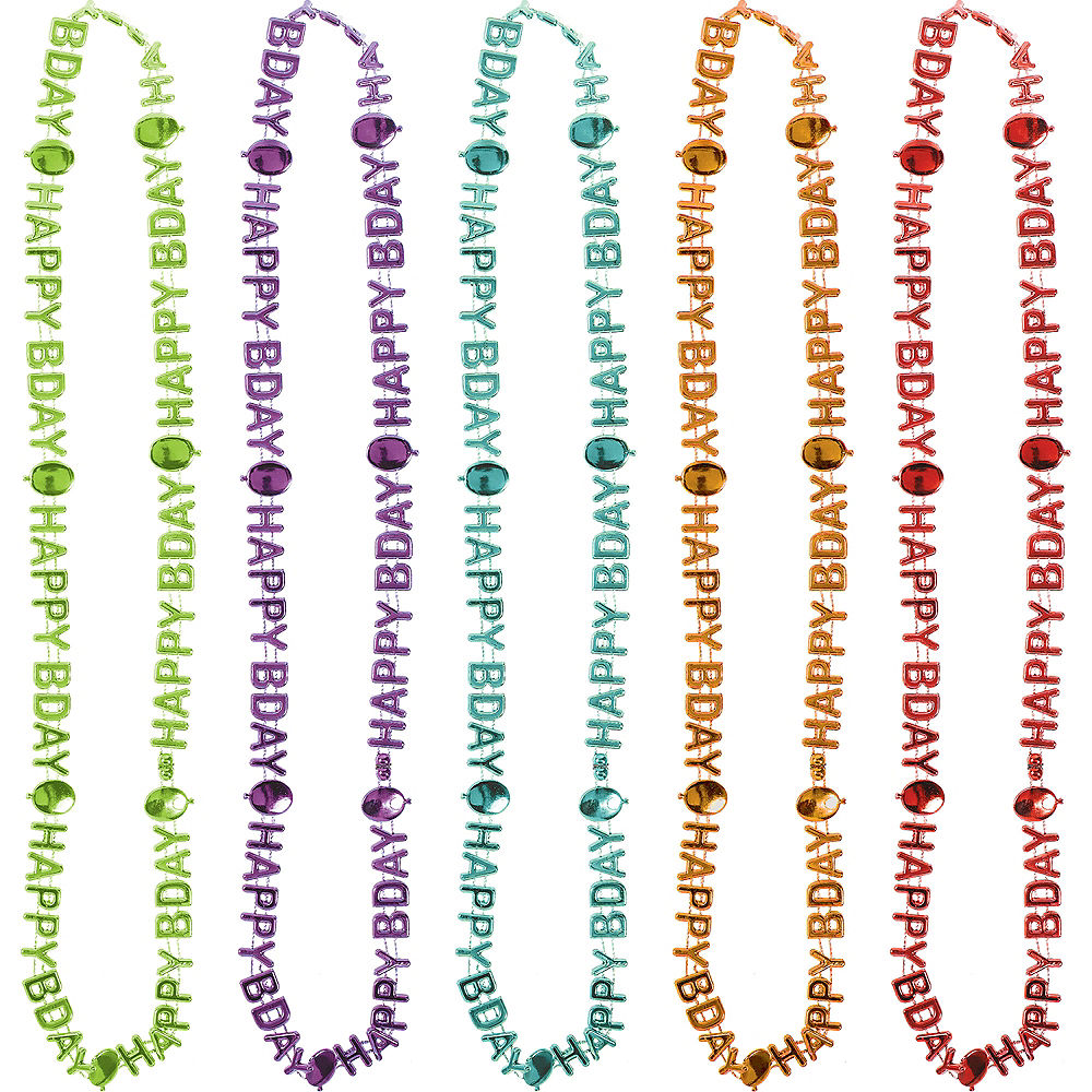 Assorted Colors Happy Birthday Necklaces 10 ct