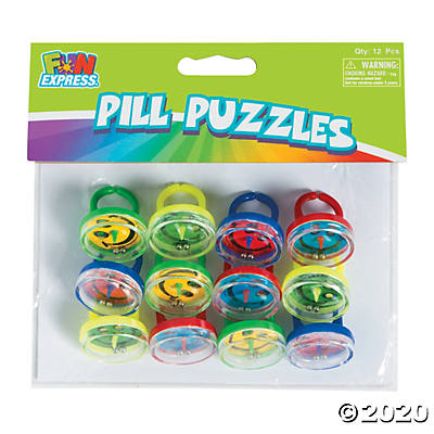 Plastic Smile Face Pill Puzzle Rings