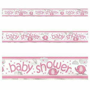 Pink Elephant Foil Baby Shower Banner